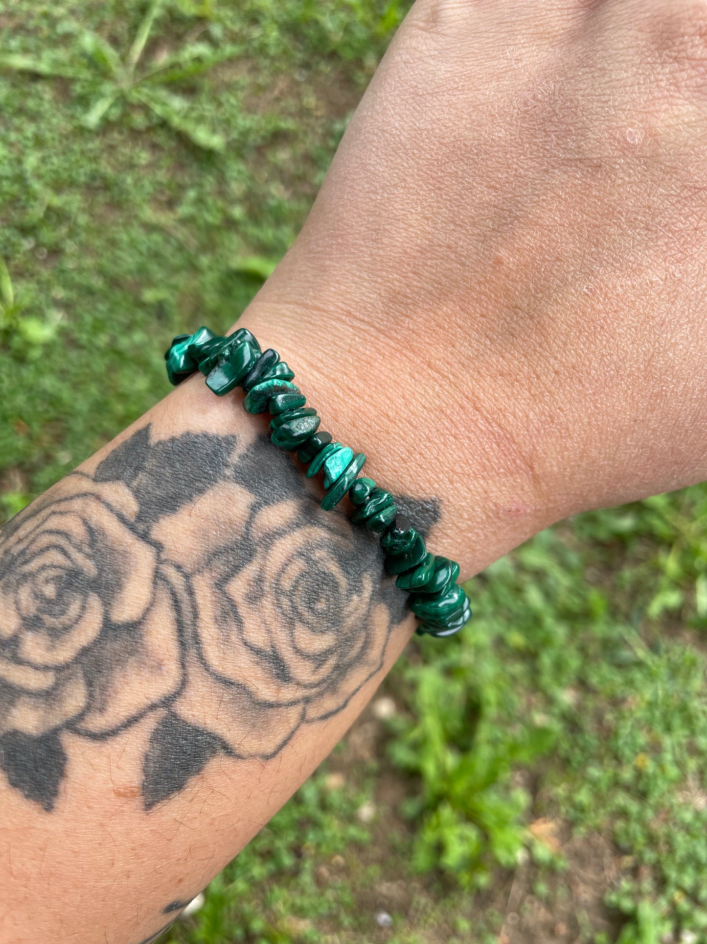 Braccialetto in chips in malachite