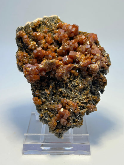 Vanadinite su barite nera grezza