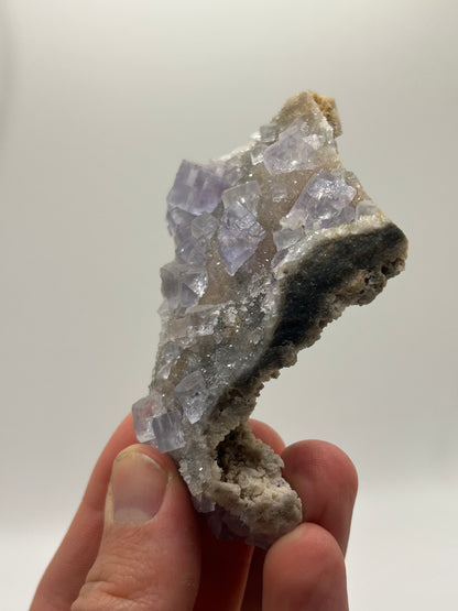 Fluorite cubica su calcedonio
