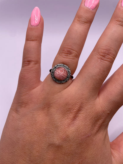 Anello regolabile in rodocrosite
