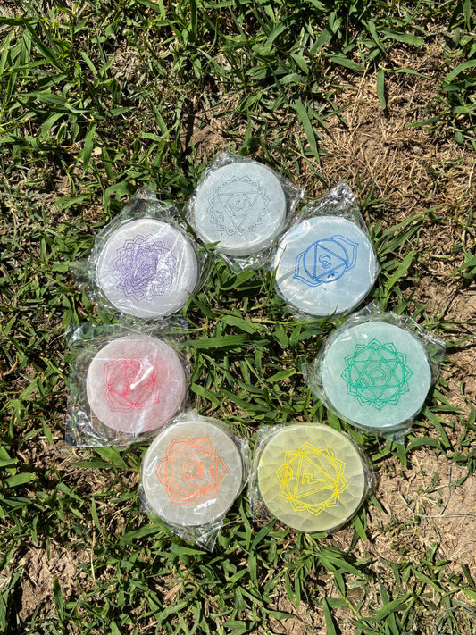 Set 7 piattini selenite 7 chakra