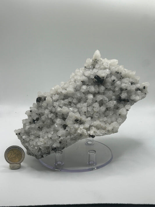 Drusa di quarzo con galena
